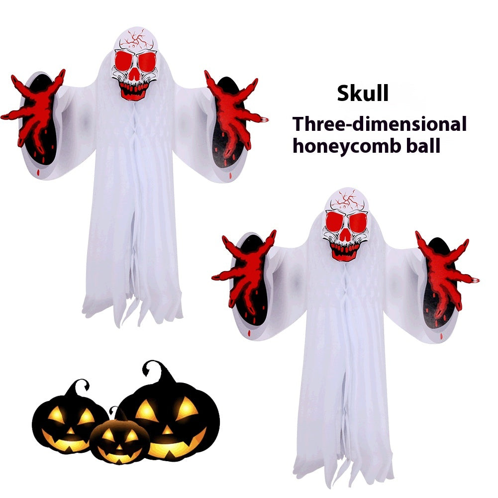 Paper ghost with honeycomb skull head