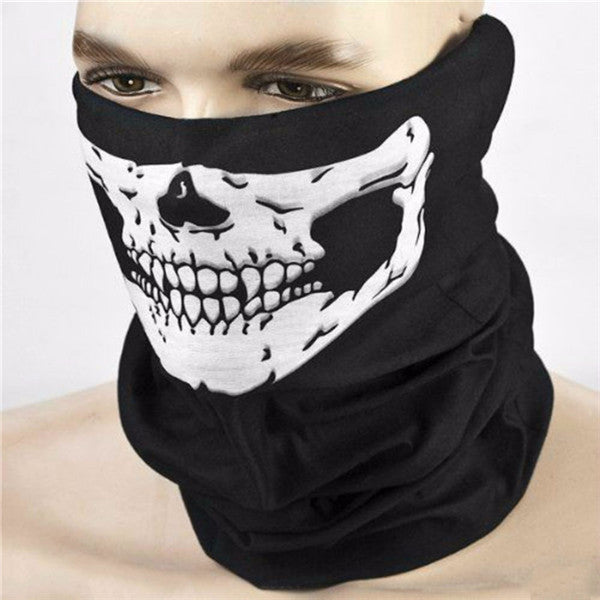 Skull face gaiter being worn