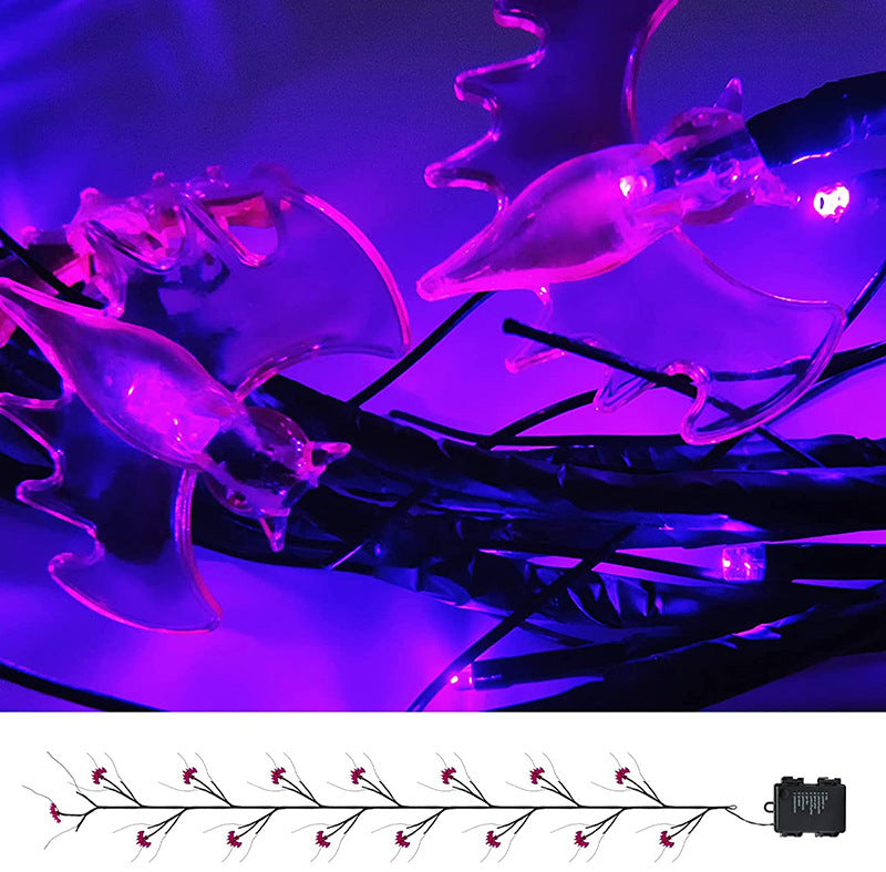 Close-up of glowing purple bat lights