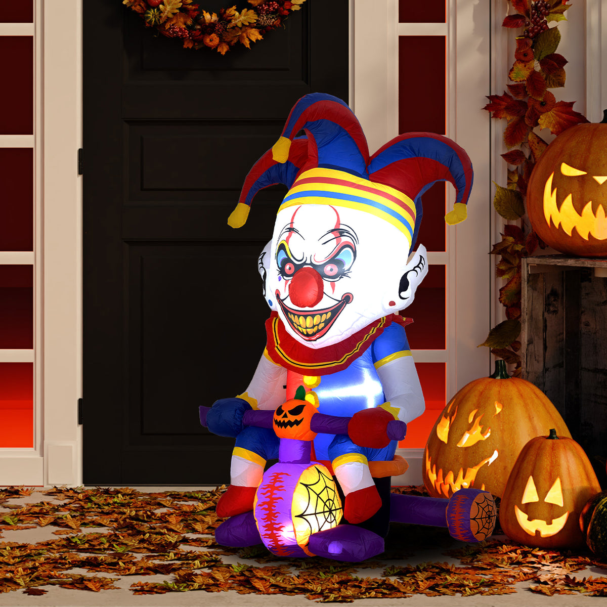 Inflatable Clown on a Bicycle (4 ft, Light-Up)