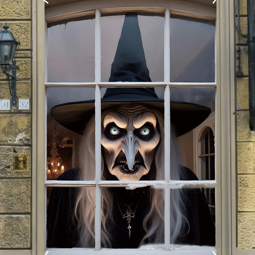 Creepy witch window cover