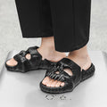 Black skull slides being worn