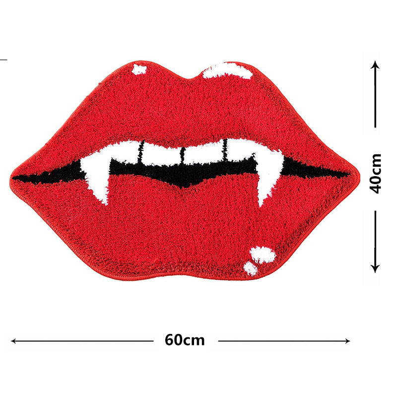 Red vampire lips shaped rug