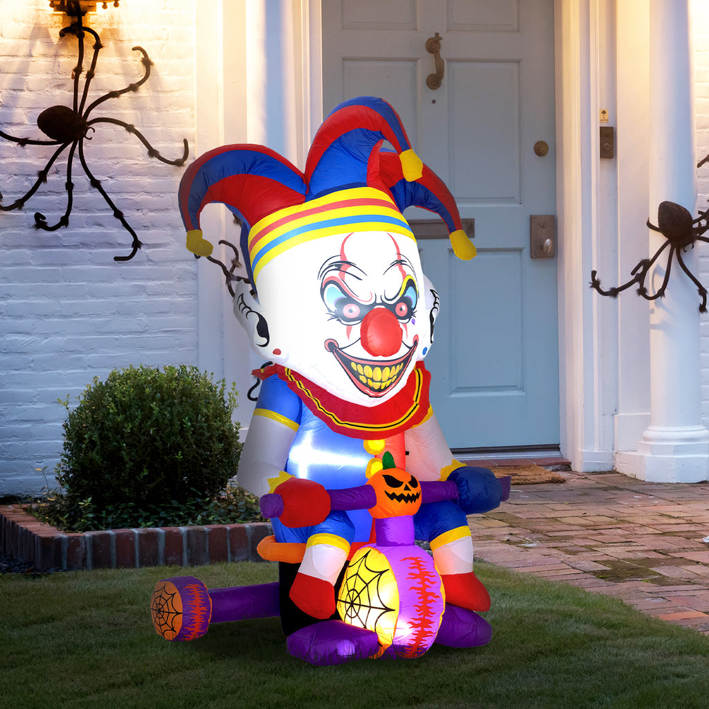Inflatable Clown on a Bicycle (4 ft, Light-Up)