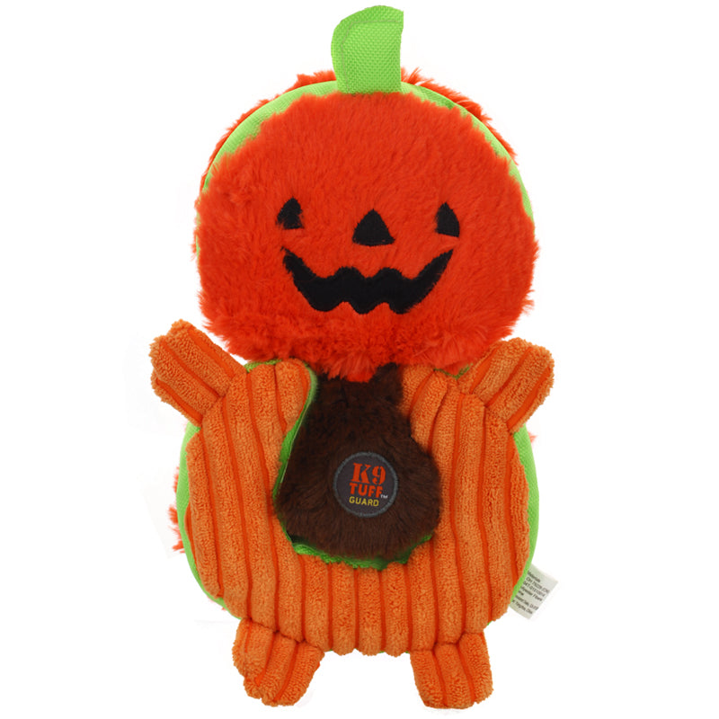 Plush pumpkin squeaky dog toy