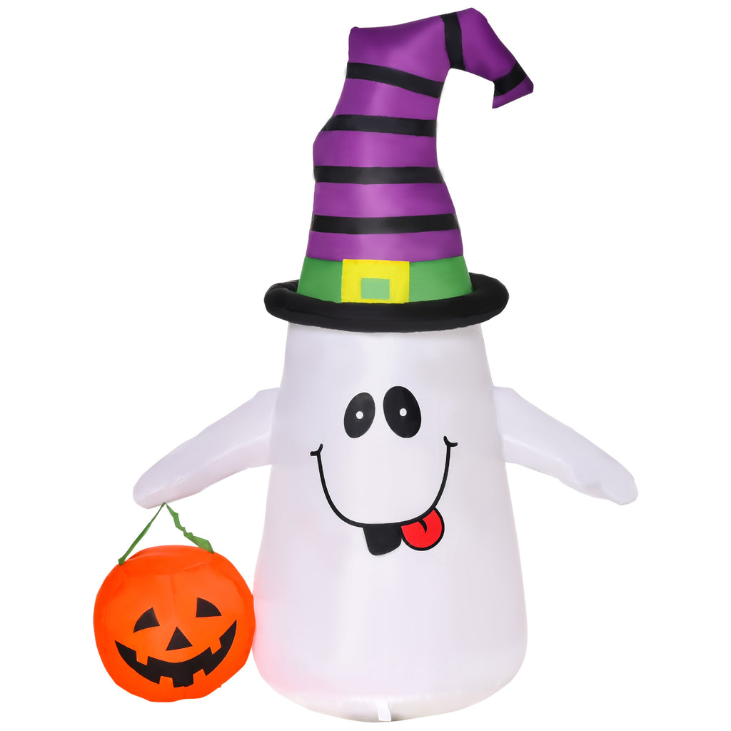Inflatable witch ghost with pumpkin lantern