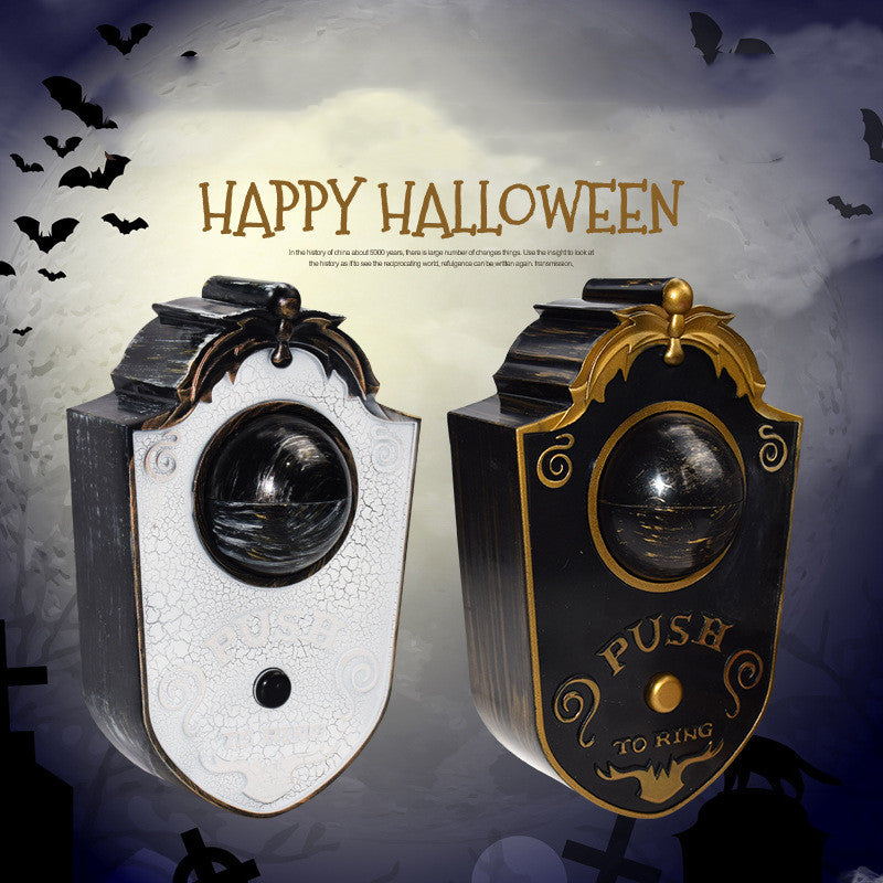 Haunted doorbell eyeball close-up