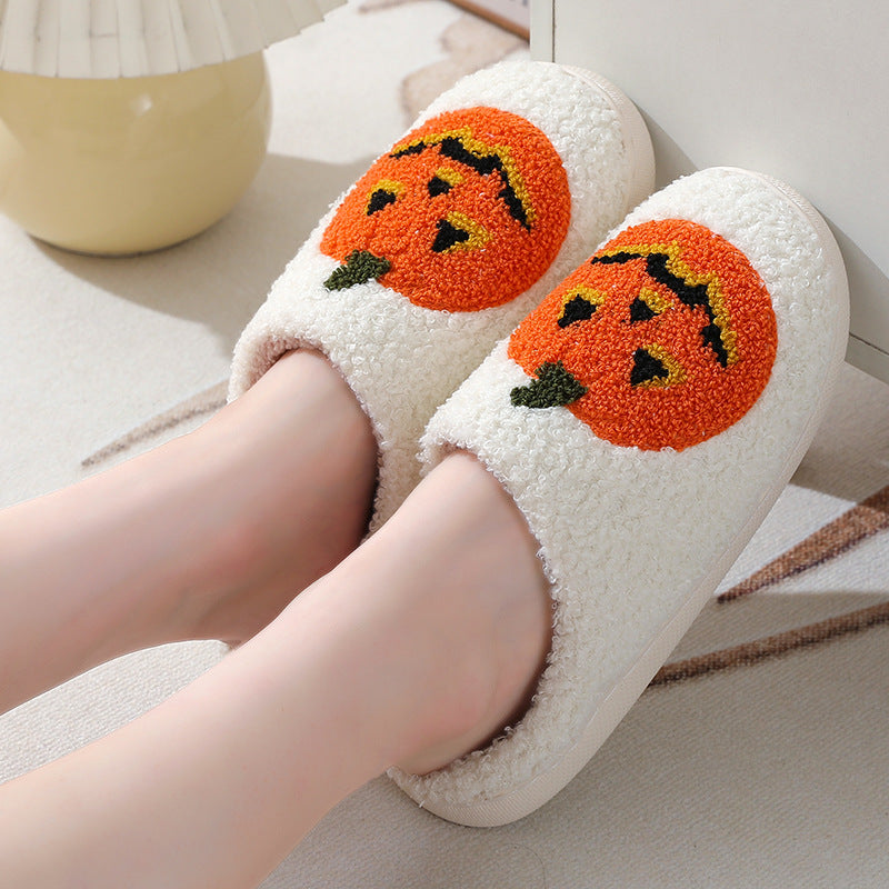 Pumpkin slippers being worn