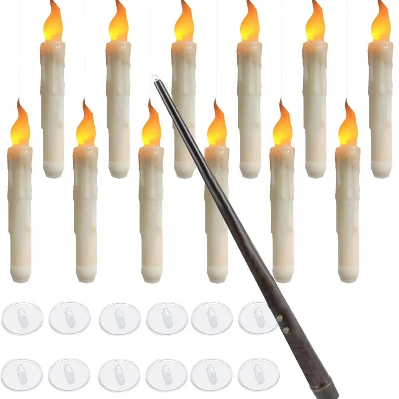 12 LED taper candles with wand remote