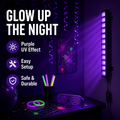 UV blacklight glow bar lighting a room purple