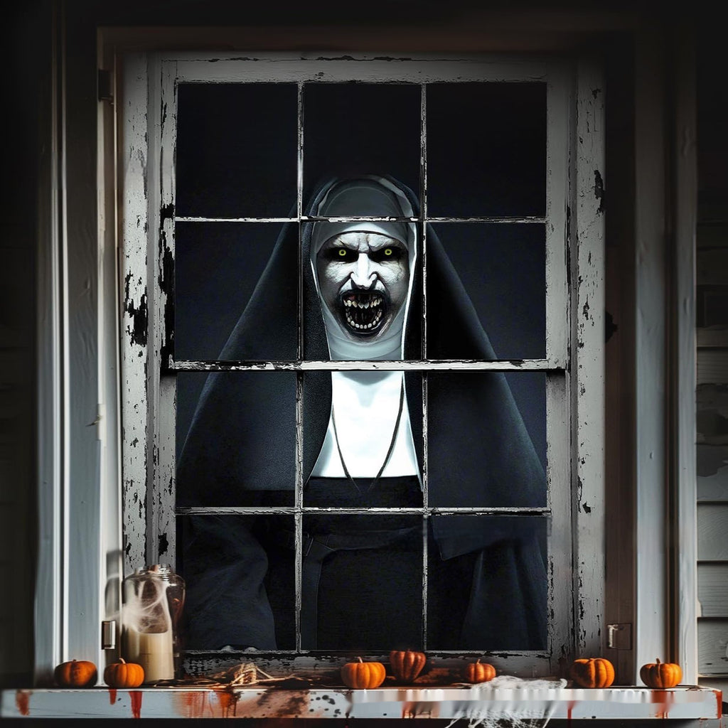 Haunted window cover on a house window