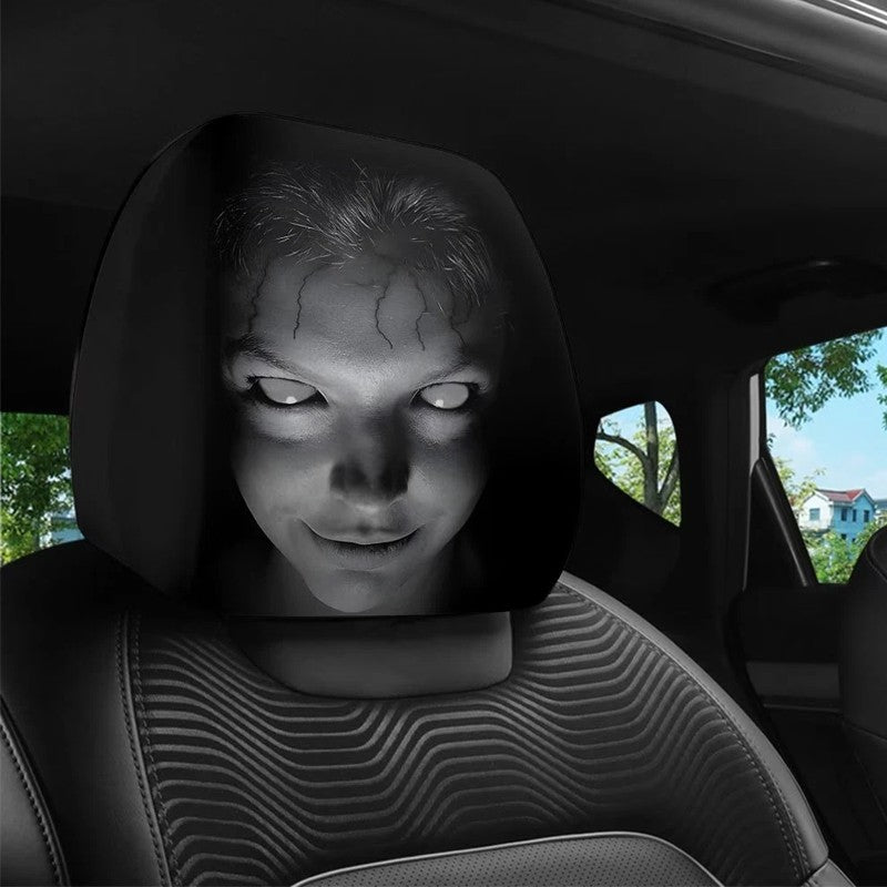 Creepy ghost face car headrest cover