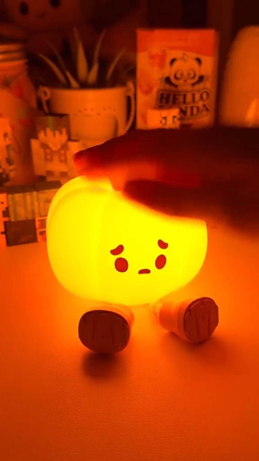 Pumpkin night light on a shelf