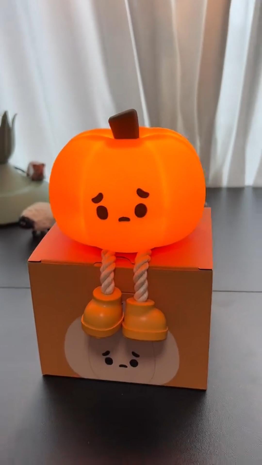 Pumpkin night light on a desk