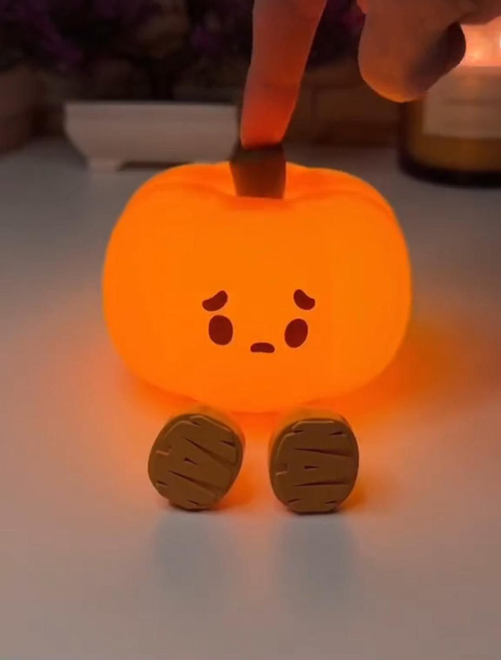 Pumpkin night light glowing orange